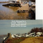 Docks damaged by a tornado. Note how our floats stayed attached despite all the damage.
