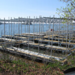 Picture of a dock in the process of being built using formex dock floats